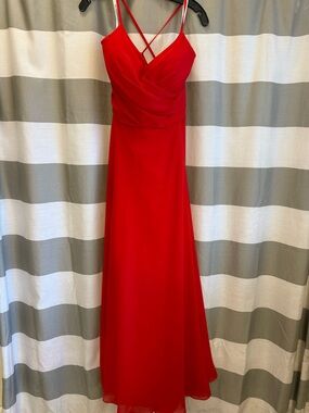 Vibrant Red Spaghetti-Strap Evening Dress size 14
